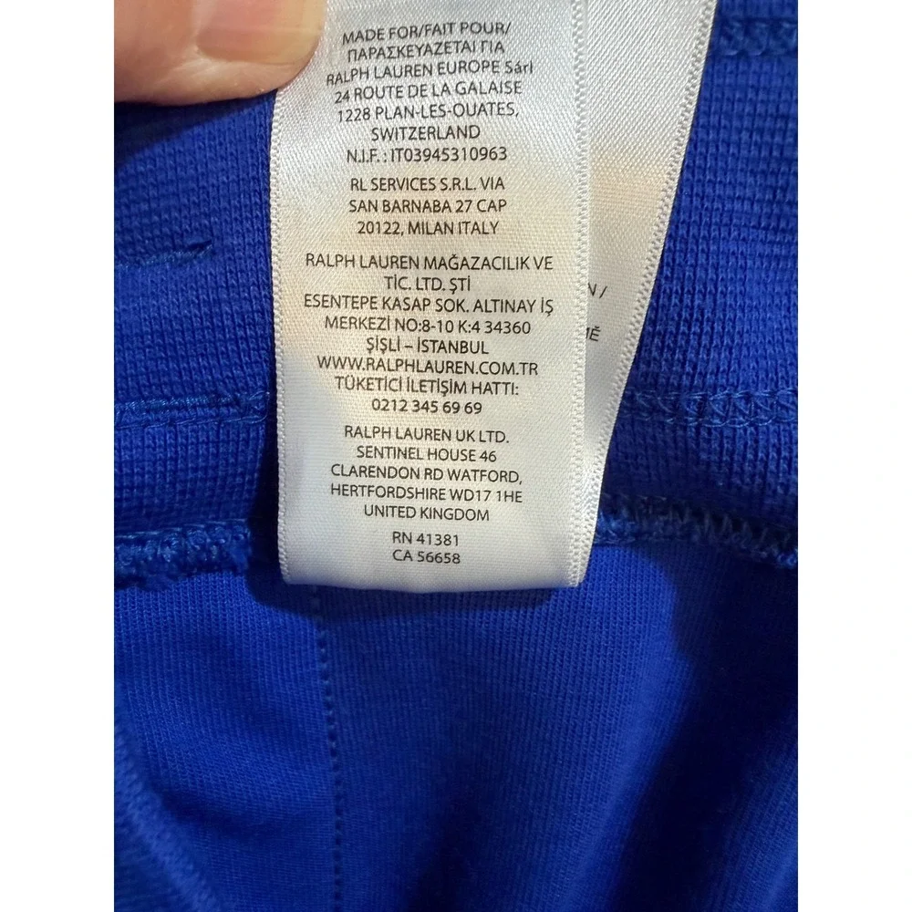 Polo Ralph Lauren Sweatpants Mens L Blue Joggers Tapered Fleece Pony Logo Stripe
